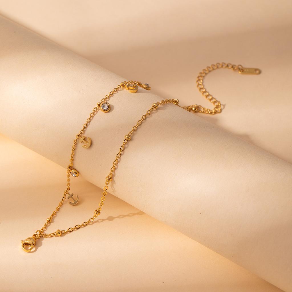 Light Luxury High-End Stainless Steel Diamond-Encrusted Bracelet, Moon Sun Love Geometry Does Not Fade Jewelry Women