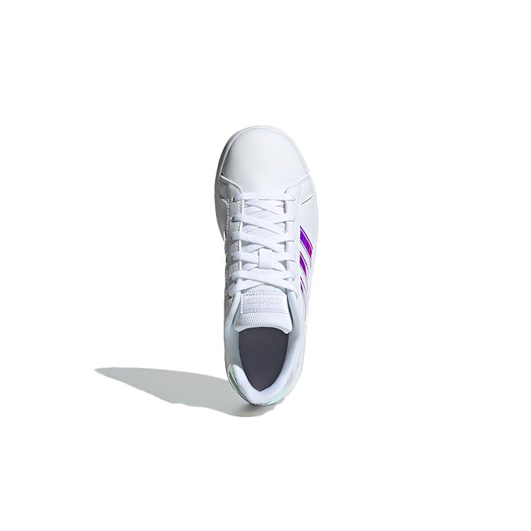 adidas Neo GRAND COURT K Leather Breathable Low Top Skateboard Shoes White Blue Kids' FW1274