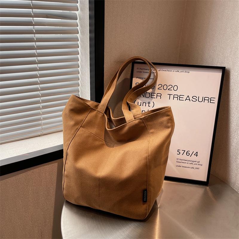 Spring and Summer Large-capacity Bags for Women's New Lazy Canvas Tote Bags for College Students In Class Shoulder Tote Bags