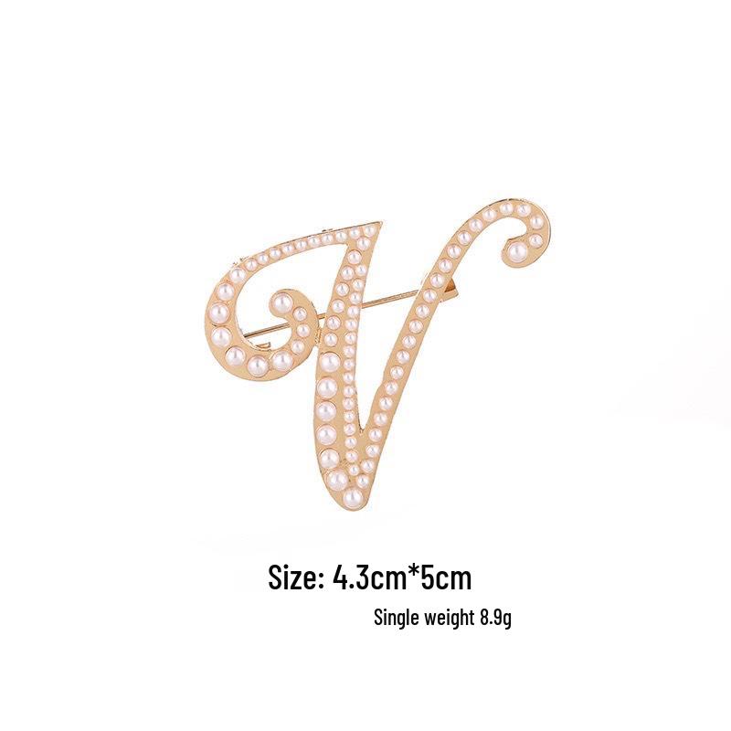 Elegantní brož s perlovým písmenem (26 písmen): Všestranný módní doplněk