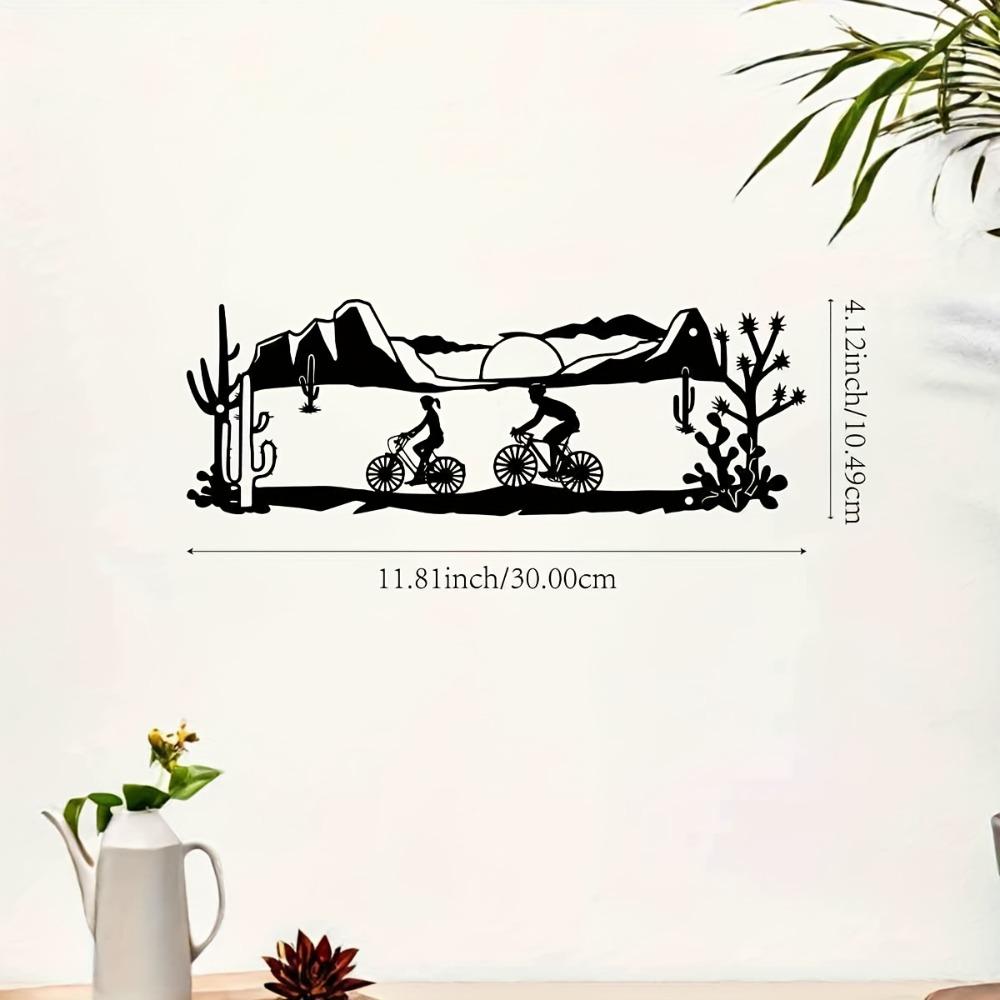 

Mountain Bike Metal Wall Art Iron Statue Living Room Bedroom Porch Garden Patio Home Decor Sporty Farmhouse Hanging Ornament 12in