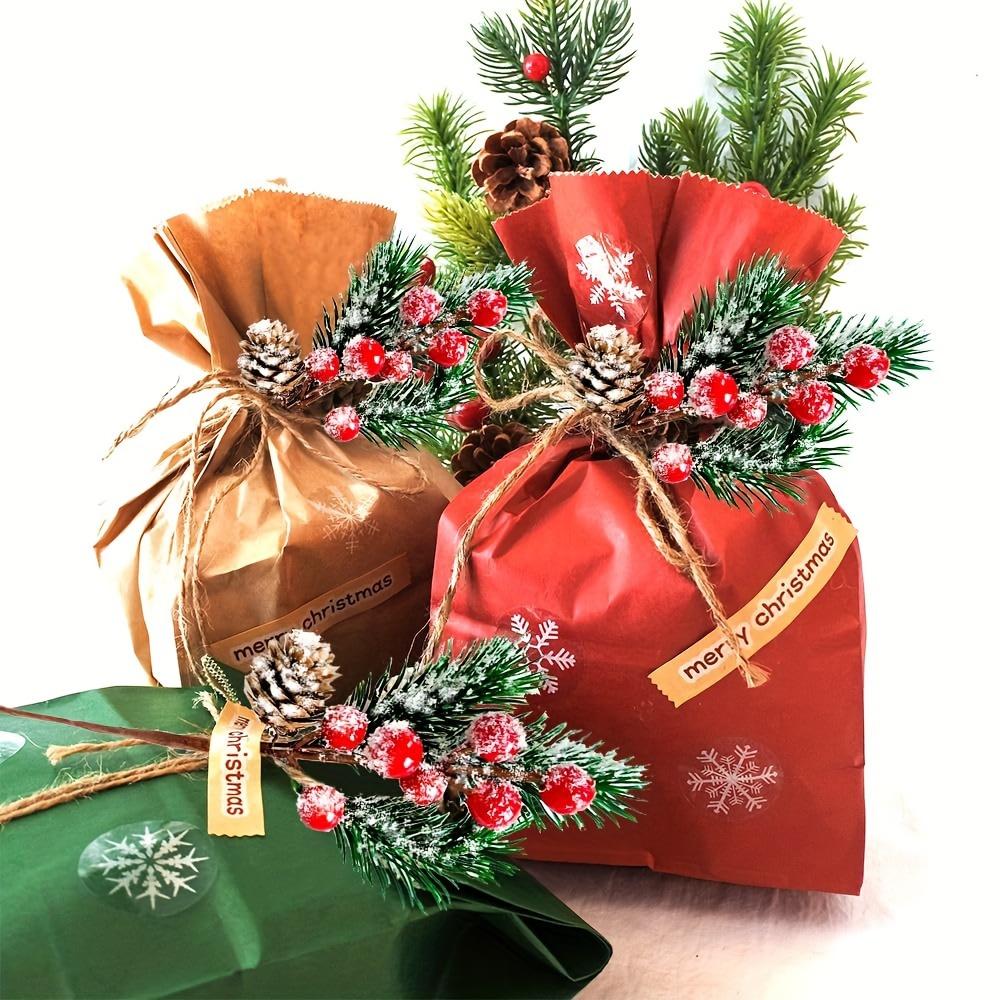 10pcs Festive Christmas Pick Bouquet - Artificial Pinecones and Berries with Rustic Twine, Plastic Floral Picks for Winter Wonderland Ambiance
