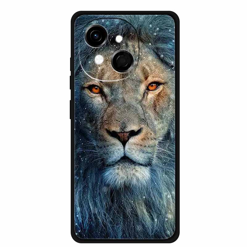 Black Silicone Case For Tecno Spark 40C Cases Wolf Luxury Protective Soft Back Cover For Tecno Pop 9 4G Case 6.67" Animal Fundas