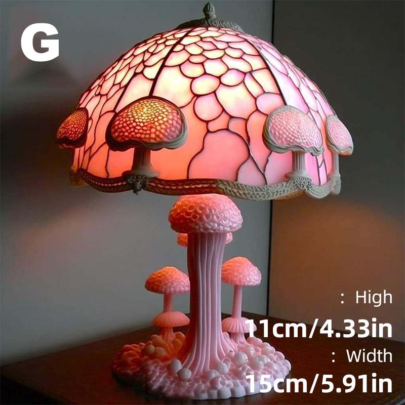 Creative Stained Plant Series Table Lamps Resin Colorful Bedroom Bedside Flower Mushroom Retro Table Night Lamp Atmosphere Light