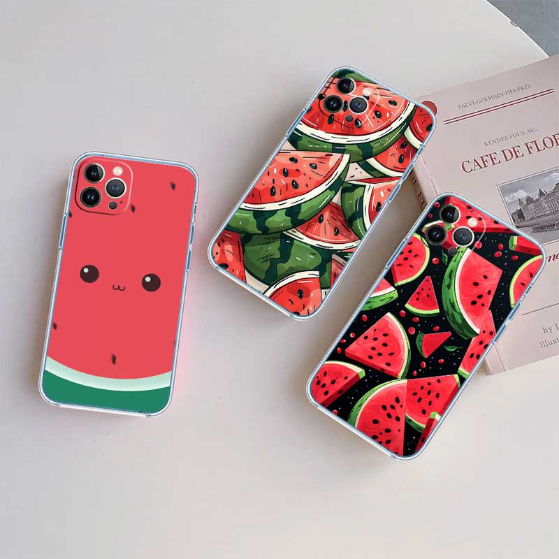 UP19 Cartoon Fruit Watermelon Transparent Phone Case for Motorola Moto G7 G8 G9 G84 G85 G73 G24 G15 Z2 Play Power Plus