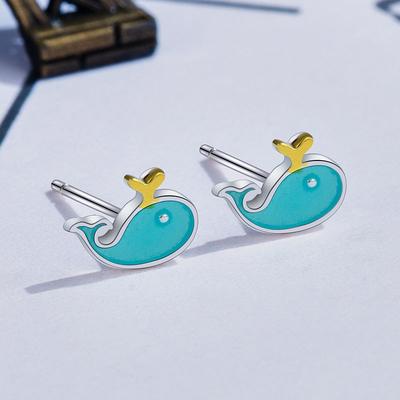 Coreano Aguja Temperamento Moda Accesorios Epoxi Delfín Regalo Pendientes Pendientes Pendientes Accesorios para Mujeres