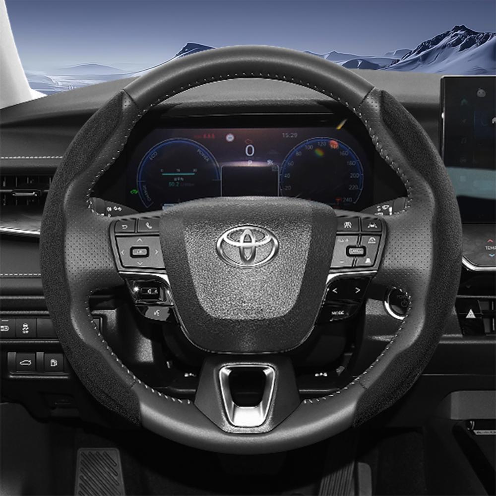 

Suitable for Toyota Sports Suede Steering Wheel Cover with Split Snap-On Design for Rav4 Hilux Camry Yaris Corolla Cross Kluger Grand Highlande