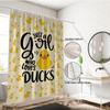 1Pc Cartoon Yellow Duck Print Waterproof Shower Curtain Partition Privacy Hanging Curtain With 12 Hook Multiple Sizes