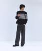 IRONYPORNO WHITELINE 86-Iroj366 Solid Striped Long Sleeve Knit Black