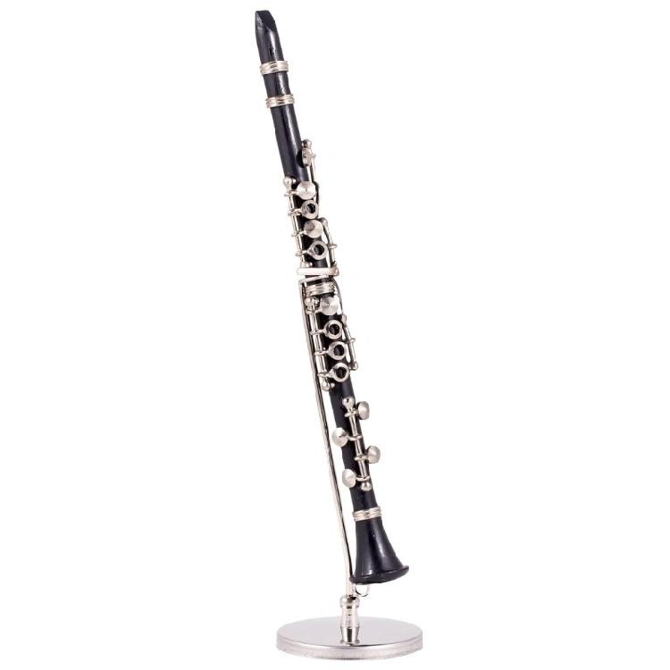 Gold Plated Clarinet Model Miniature Clarinet with Stand and Case Desk Decoration Music Scene Accessory Enduring