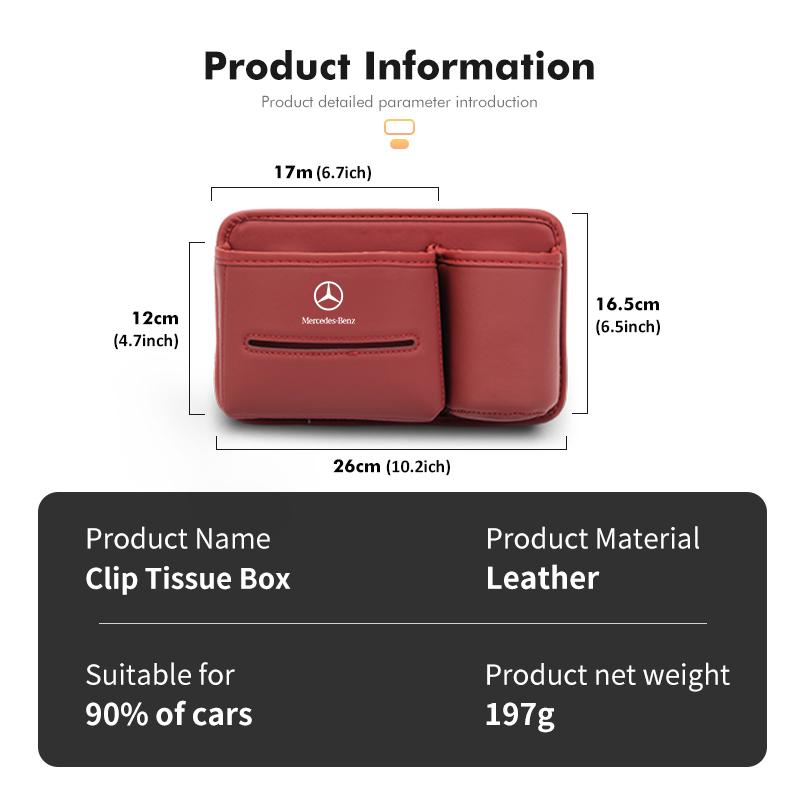 GLC GLB Leather Car Tissue Bag Holder Center Console Armrest Napkin Box For Mercedes Benz AMG A C E S G Class W201 W210 W108 W2
