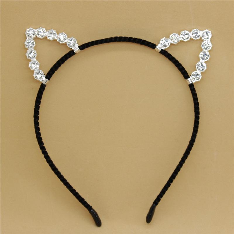 Korean Style Cute Cat Ear Rhinestone Headband - Alloy Hair Accessories and Thin Hair Clips