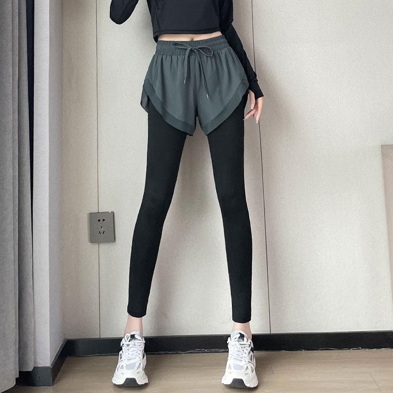 

Женский комплект для тенниса и бадминтона Весна/Осень 2025: Поддельный костюм для йоги из двух частей с длинными брюками и рукавами для бега и спорта XL