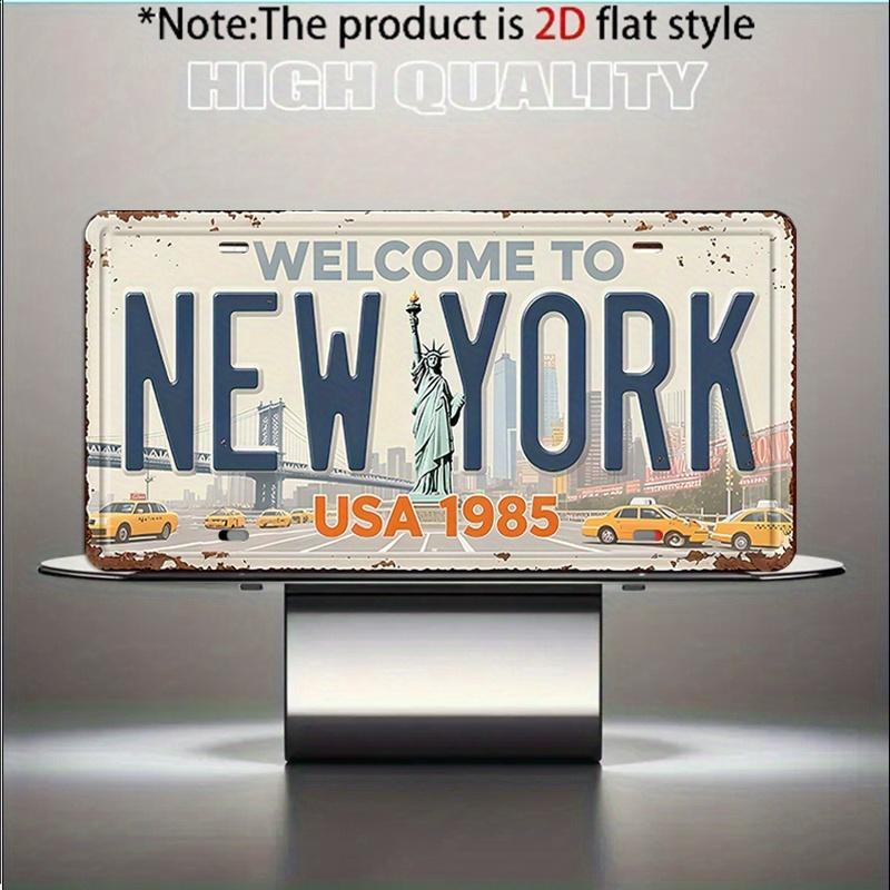D Flat pz pezzi Vintage Targhetta Metallica da Parete New York Segno Retrò NYC per Decorazione Grotta Stile Country Adatta per Case