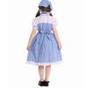 Blue Plaid Kids Dress With Headband Fairy Tale Cosplay Stage Performance Costume