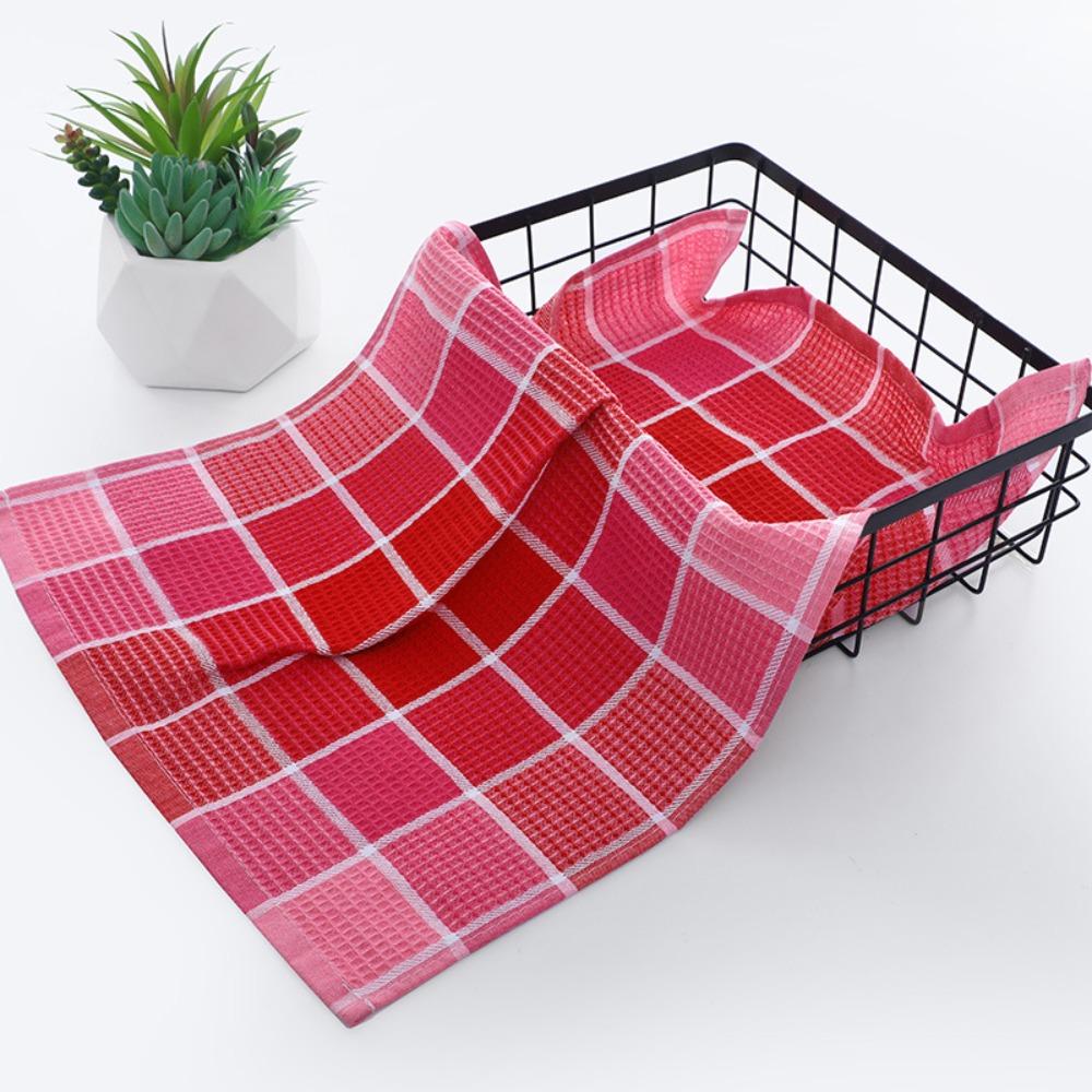 4 Pieces Soft Kitchen Grid Dish Towel Cotton Yarn Tea Towel Waffle Cleaning Clothes  Pot