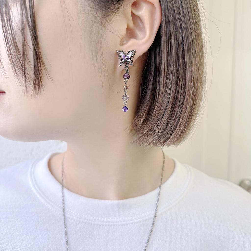 ANNA SUI Butterfly Motif Earrings SAMA1420 XV Purple 2-Way