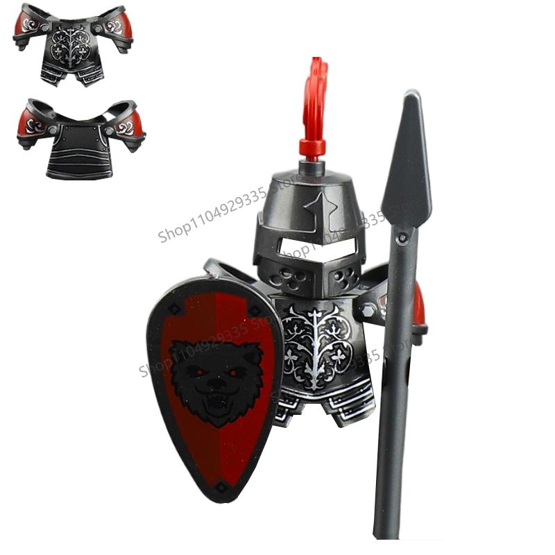 Medieval Military Soldiers Figures MOC Building Blocks Castle Black Eagle Wolf Octopus Griffin Ancient Knight Waffen Bricks Toys