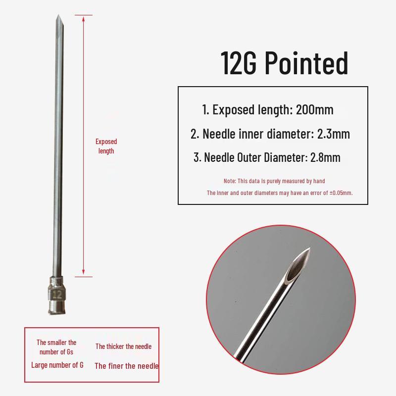 200mm Precision Stainless Steel Dispensing Needle with Pointed and Flat Tips