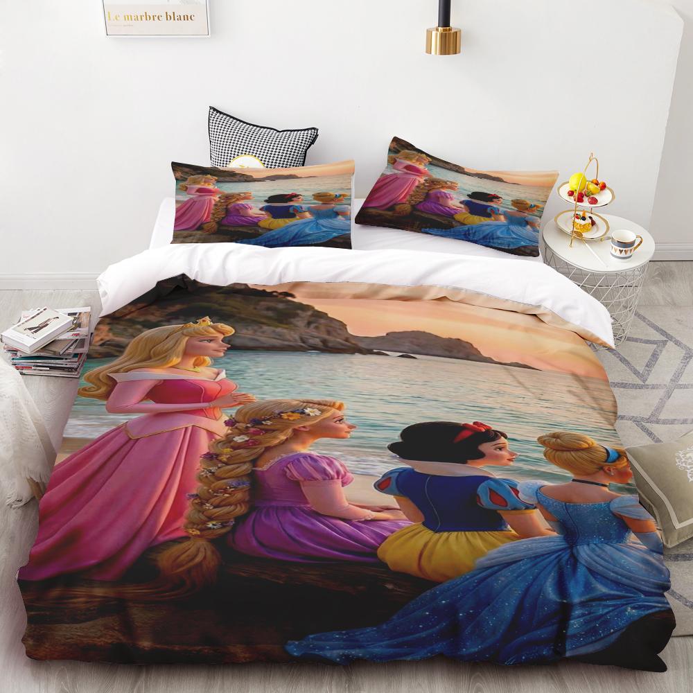 Disney Snow White Bell Princess Series Printed Bedroom Bedding Set Duvet Cover Christmas Gifts Comforte Cartoon With Pillowcase