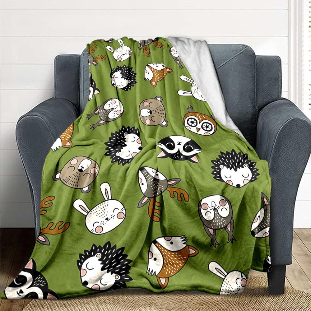 1pc Forest Animals Blanket, Lightweight Flannel Throw Blanket For Sofa, Bed, Travel, Camping, Living Room, Office, Couch, Chair, And Bed