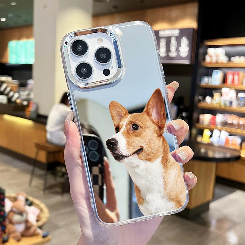 Foreign Trade Explosion Cute Cat Mirror Apple 17 Mobile Phone Case Ip16promax Puppy with Mirror Mobile Phone Case 15