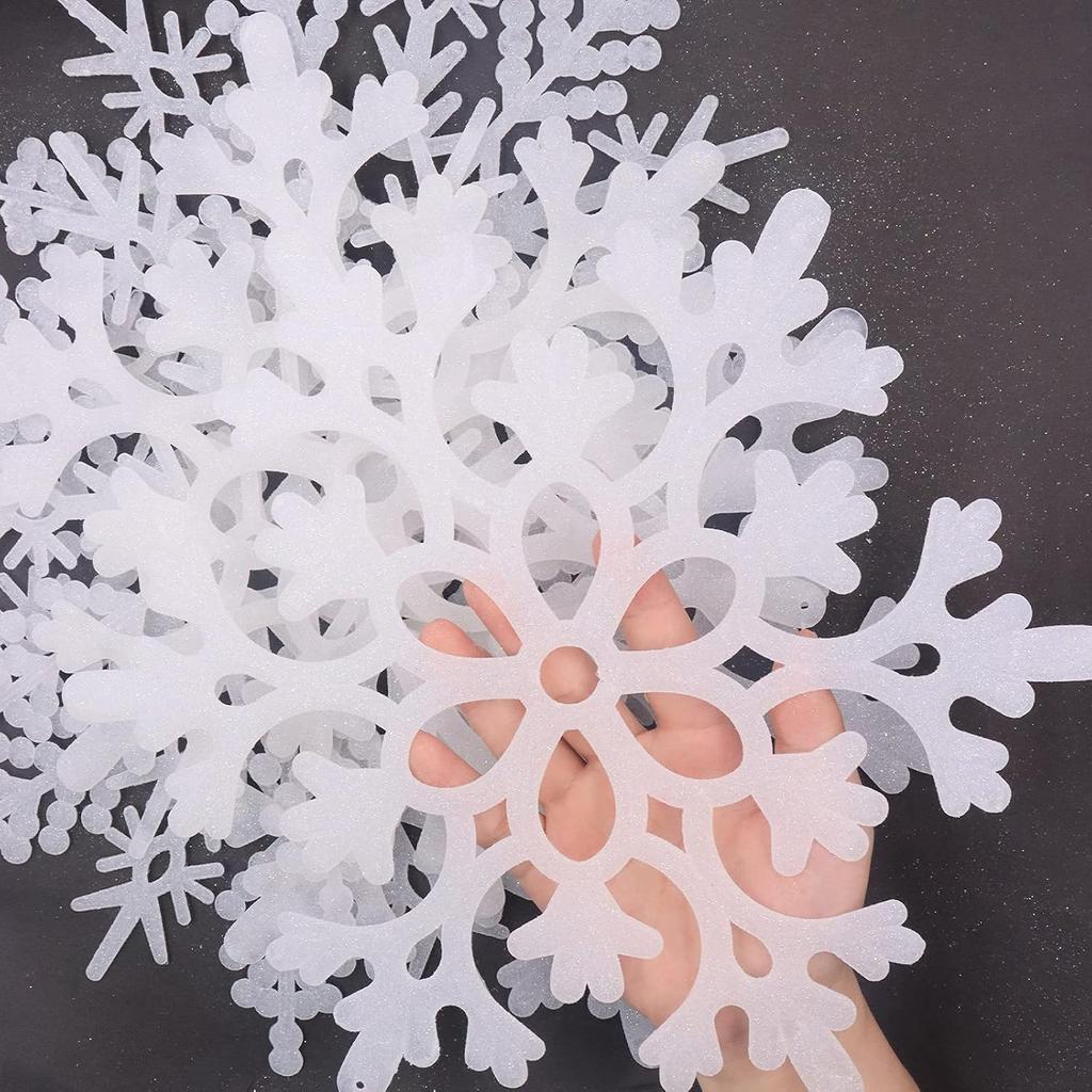 White Snowflake Ornaments, 6 Pack Large Plastic Snowflake Decorations Snowflakes Christmas Decorations, Hanging Snowflake Decorations for Winter
