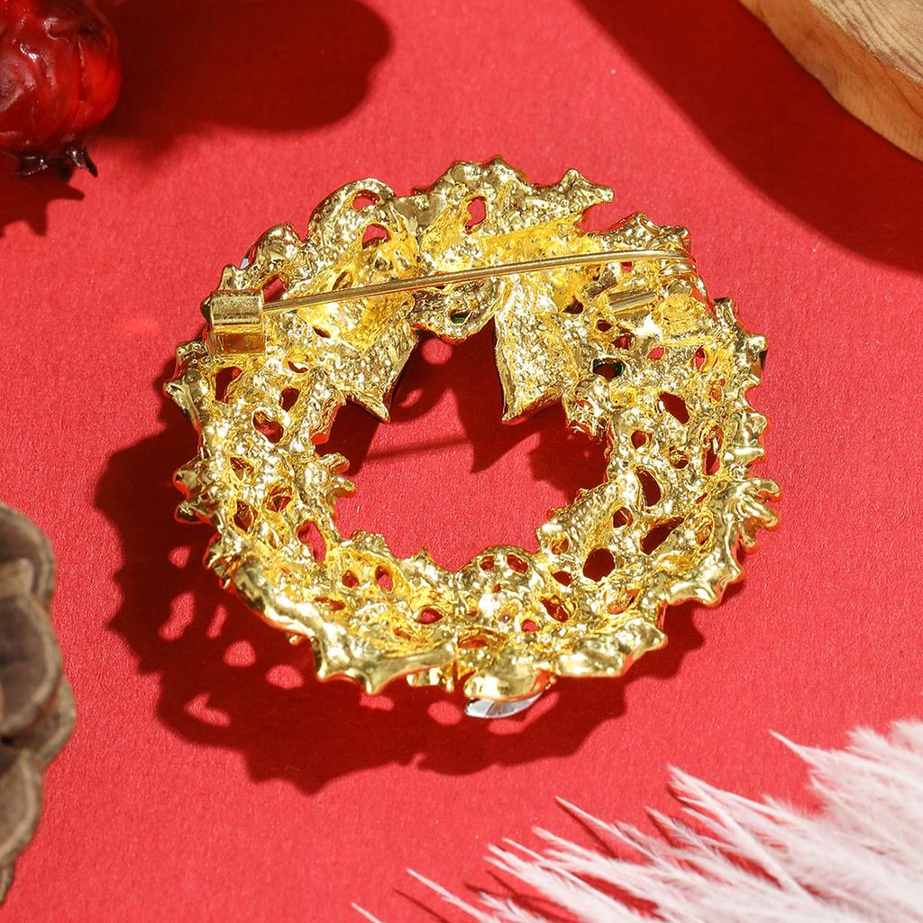 Vielseitige Weihnachtsbrosche, Hochwertige Legierung Öltropfen Diamant Schleife Kranz Korsage Kleidung Kragen Anstecknadel