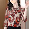 Woman Spring Summer Style Chiffon Blouses Shirts Lady Casual Stand Collar Half Sleeve Printed Blusas Tops
