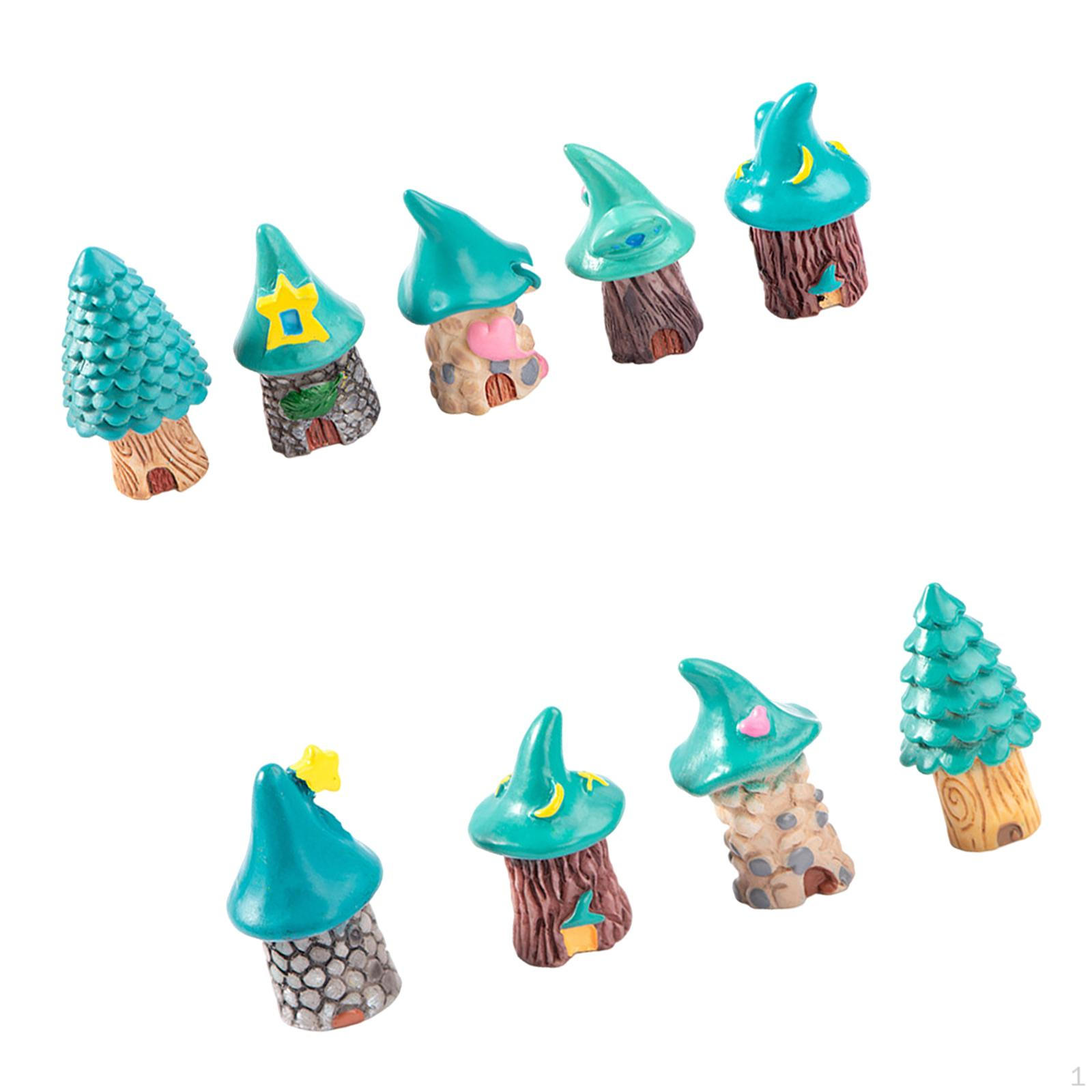 

9x Мини-статуэтка домика на дереве, скульптура из смолы, идеальный подарок, милая миниатюрная фигурка в виде микропейзажа для