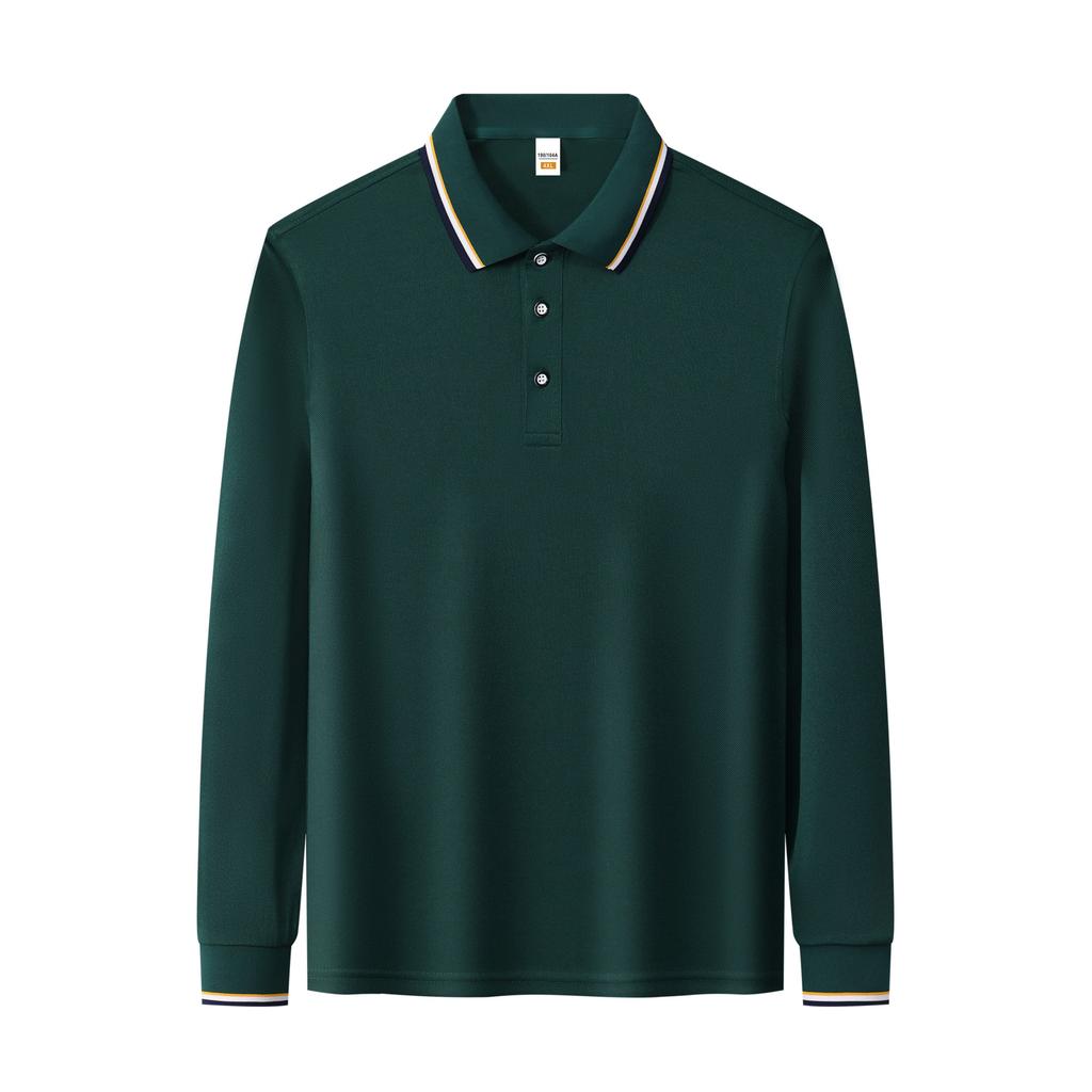 Men'S Clothing Brand Lapel Polo Shirt Long Sleeve T-Shirt High Quality Autumn Winter Solid Color Casual Breathable Top Unisex