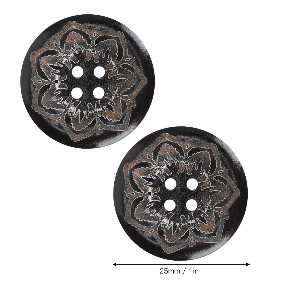 50pcs 4 Hole Round Buttons 25mm (1") Sewing Accessories Handmade Wooden Buttons For Sewing DIY