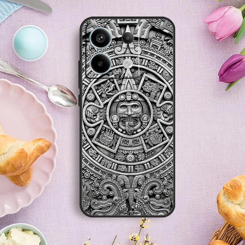 Mayan Calendar Wood Pattern Case For Xiaomi Redmi Note 13 Pro Note 12 11 9 10 Pro 10S 11S 12S Redmi 13C 10C 12C Cover