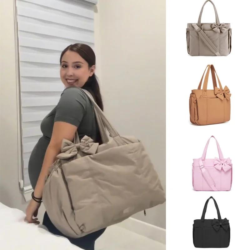 Padded Tote Bag,Large Capacity Women Bow Crossbody Shoulder Bag,Student Commuter Yoga Gym Travel Messenger Bag,Versatile Handbag