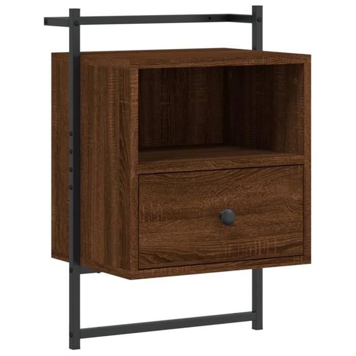 VidaXL Wall-mounted Bedside Table Brown Oak 40x30x61 Cm Engineered Wood 833441