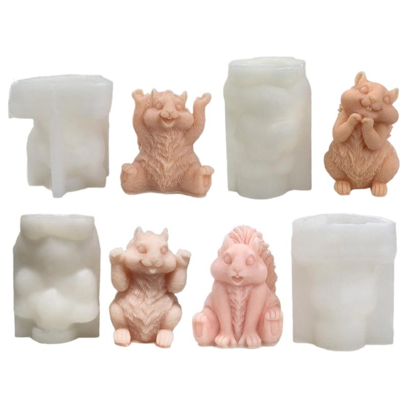 Creative Squirrel Silicone Candle Mold Squirrel Shape Ornament Moulds Silicone Craft Molds Silicone Texture for Crafting