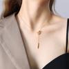 Minimalist Geometric Square Tassel Necklace - Titanium Steel Clavicle Chain, Style P819