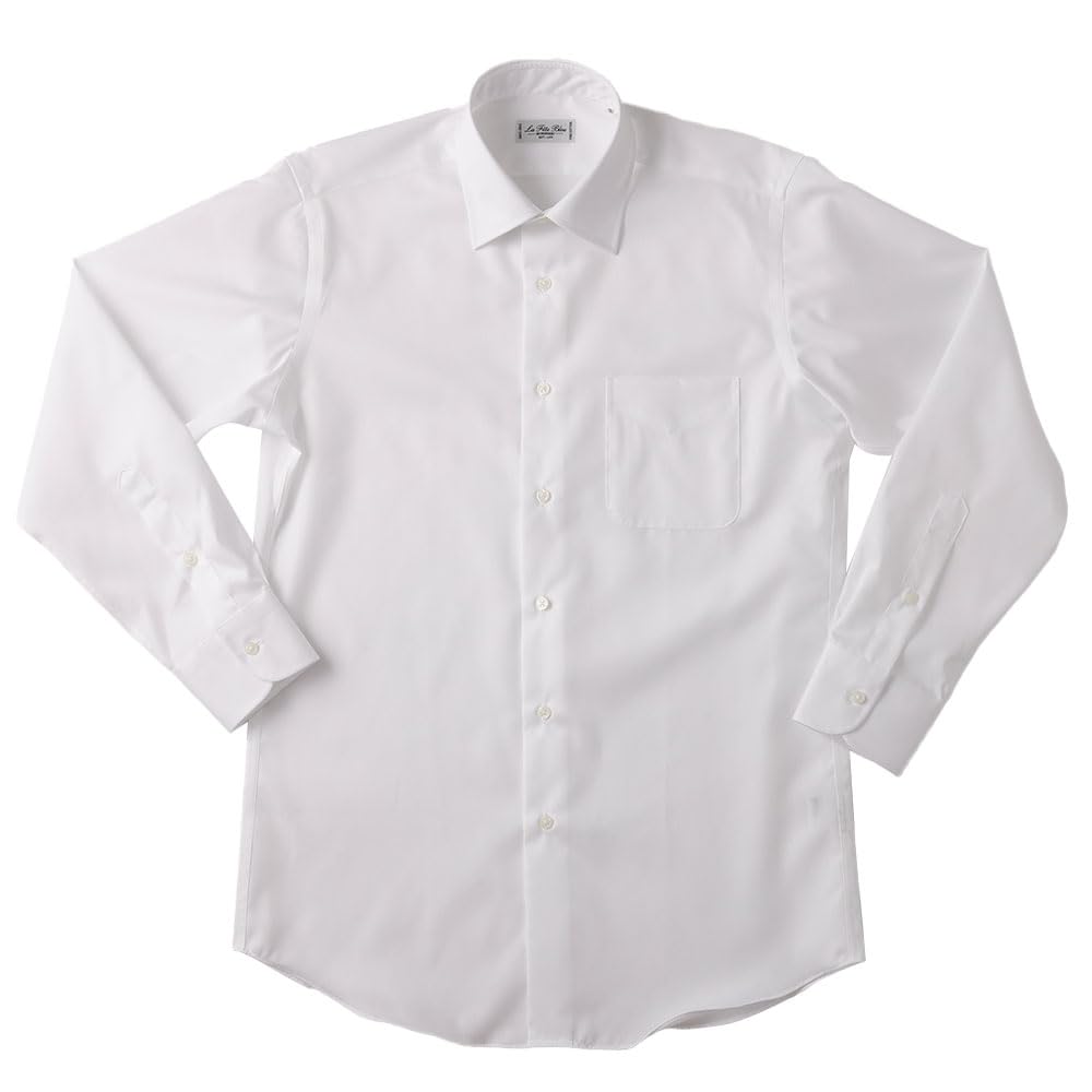 HITOYOSHI Easy Care Shirt Long Sleeve 10 Sizes Hitoyoshi Dress Shirt Cotton LB-W1 [Semi-wide/White Twill/41-84] Men's 100%
