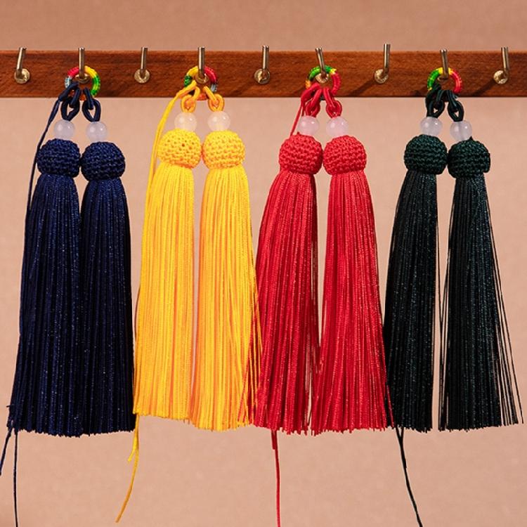 Versatile Keychain with Double Tassels Designs Polyester Silk Fringe with Loop for Keys Bags Decoration