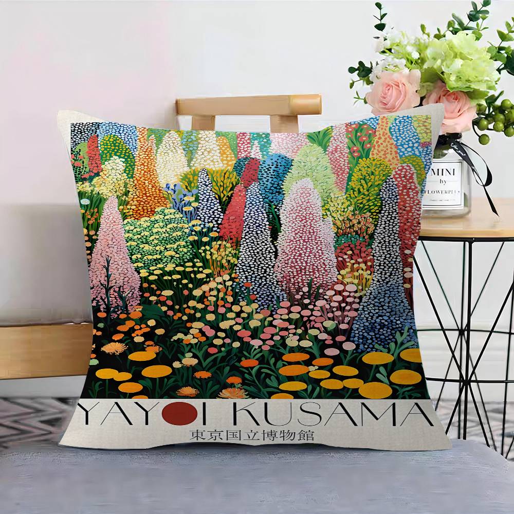 KKusamas YYayoi Art Cushion Cover Polyester Sofa Cushions Decorative Throw Pillows Home Decoration Pillowcover