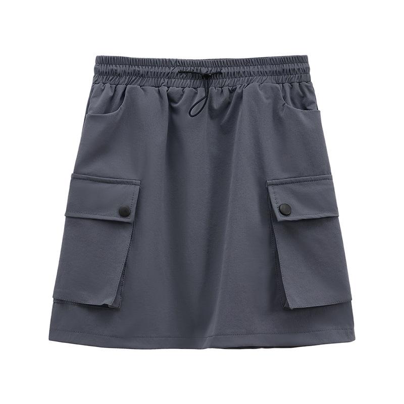 2025 Women's High-Waisted A-Line Cargo Skirt with Drawstring