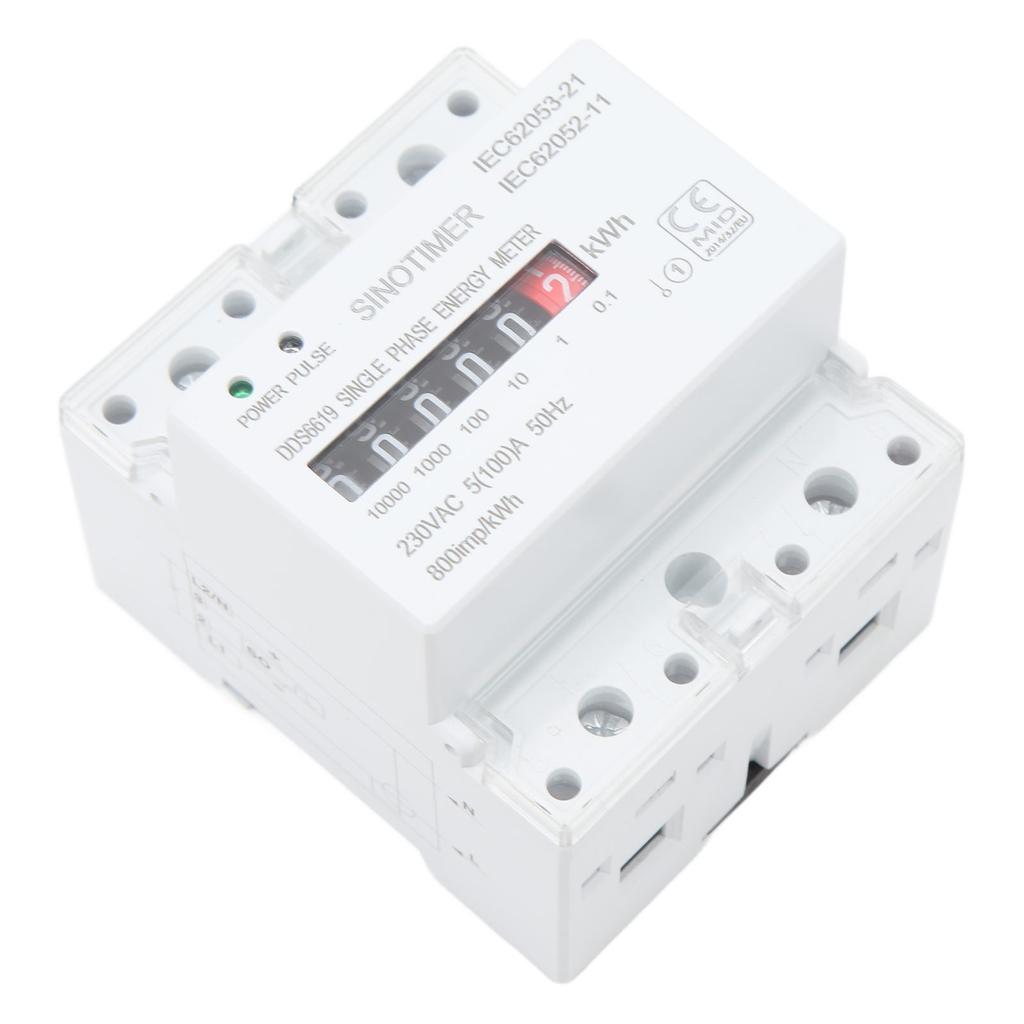 Electricity Watt Hour Meter Dual Color LED Indicator Rail Mount Single Phase Smart Home Energy Wattmeter 230VAC