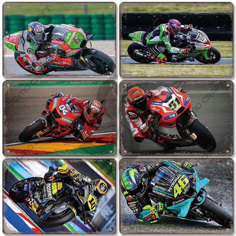 Motorcycle Racing Poster Vintage Metal Plate Racer Athlete Metal Tin Signs Retro Wall Decor Club Pub Bar Man Cave