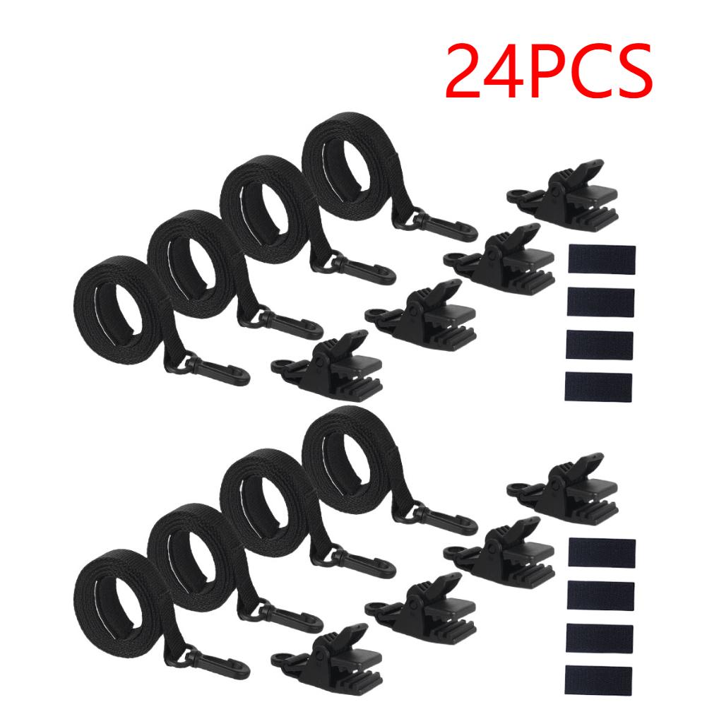 24PCS Swimming Pool Solar Cover Straps and Clips Including 8 Straps with Hooks 8 Clips & 8 Fastener for In-Ground Swimming Pool