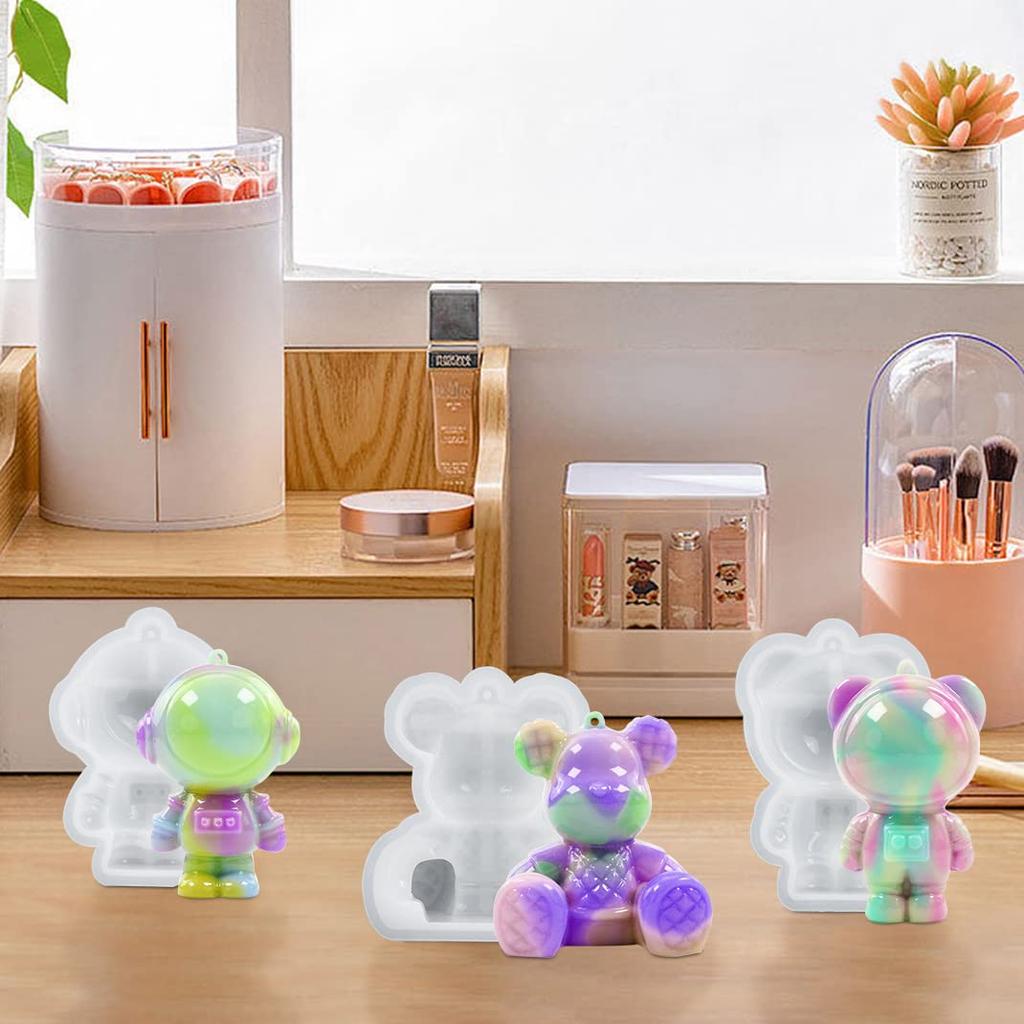 DIYBravo 7 Bear Shape Silicone 3D Animal Resin Soft Bear Handmade Silicone Polymer UV Crafts Bear Molds, Shapes, Keychains, Molds, Horse, Deer, Molds,