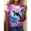2026 Sommer Rundhals Damen T-Shirt Mode 3D Hawaiianischer Papagei Vogel Druck Kurzarm Cartoon Lässig
