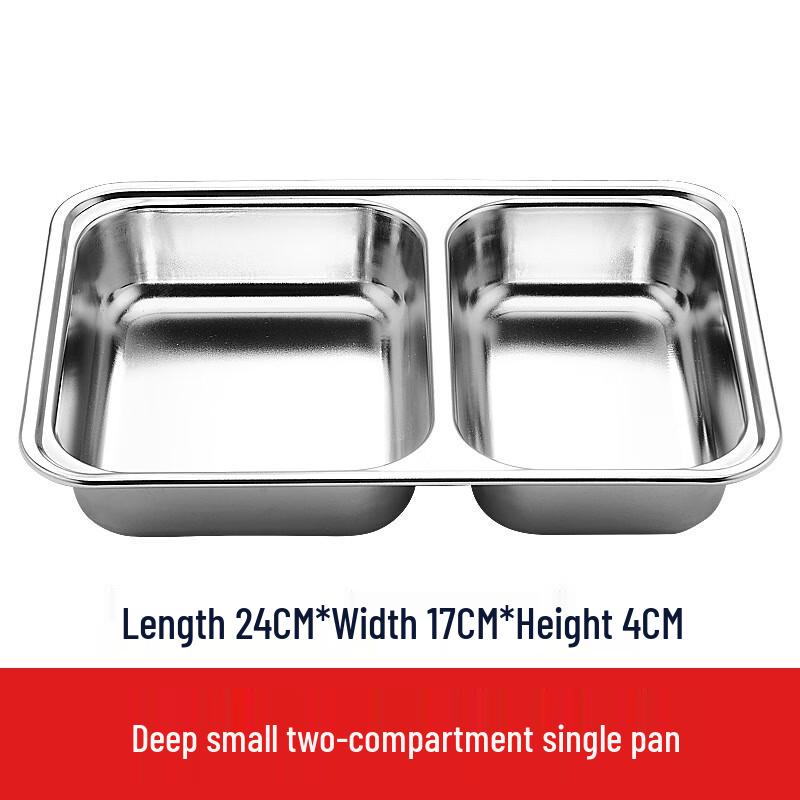 LIJIA FITMENT Stainless Steel Deep 2-Compartment Meal Tray