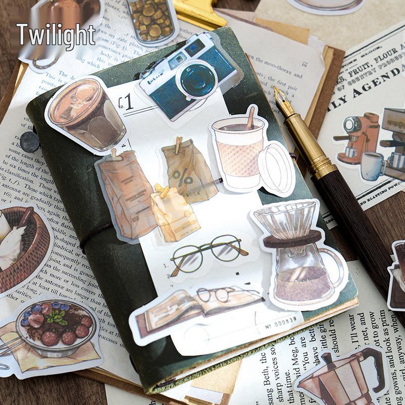 Twilight Coffee Series Sticker Pack: 30 Sheets of Assorted Life-Themed Decorative Stickers