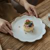 Zarte Einfarbige Blume-förmige Teller Keramikteller Restaurant Dessertteller Haushalts-Geschirrplatte Hochwertiger Tischgeschirr-Teller Abendessensteller