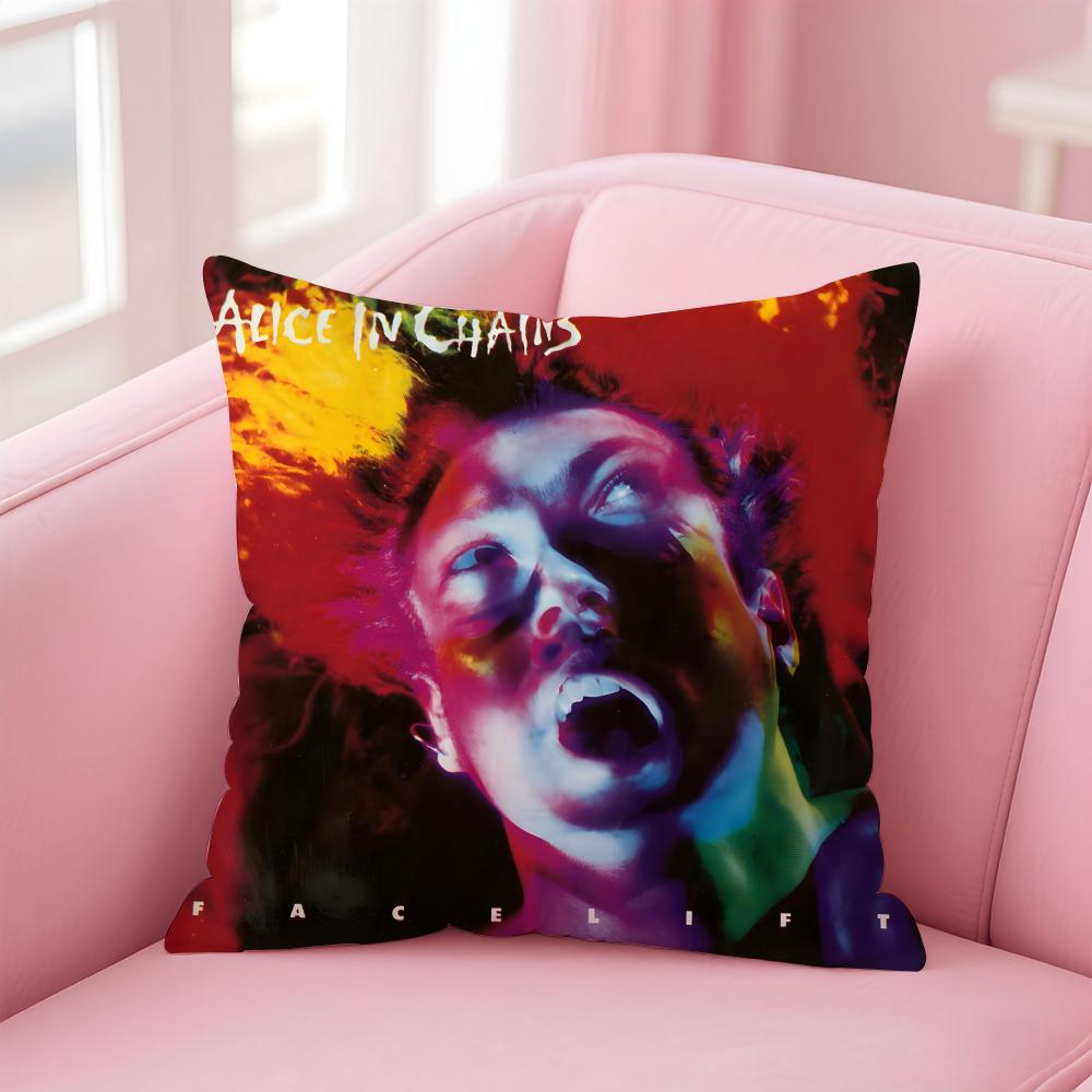 A-Alice In Chains Band Cushion Cover Comfortable Reversible Pillow Cover Ideal For Car Sofa Bedroom & Beyond